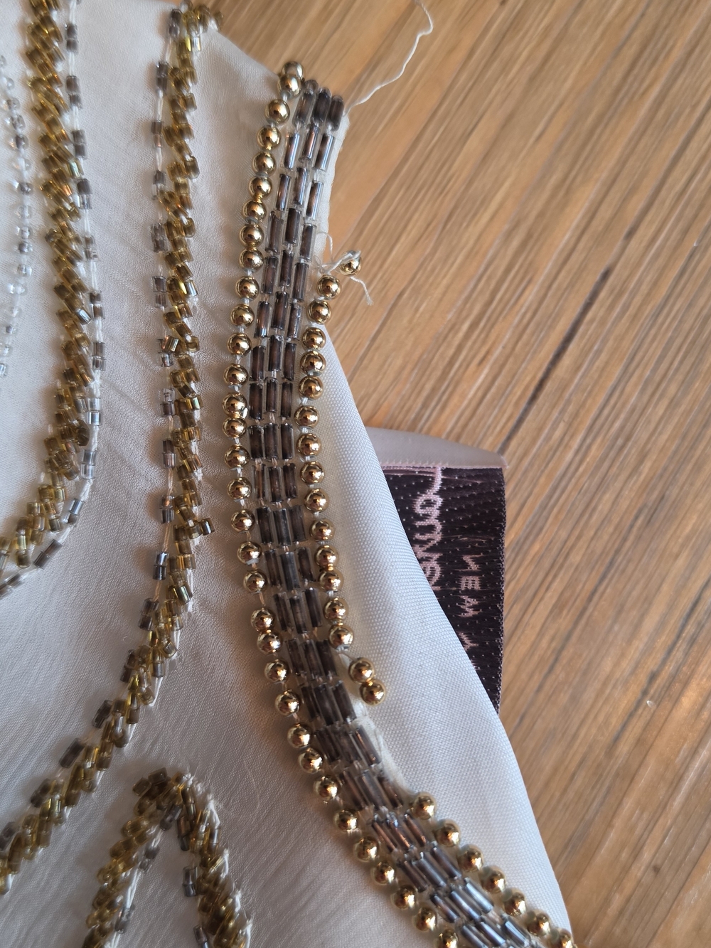 Lawrence Kazar Silk Beaded Sequin Ivory Blouse Top Women's S Vintage - Picture 5 of 7